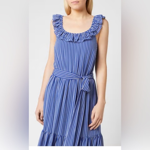 MICHAEL KORS Women's Mini Railroad Maxi Dress - Twilight Blue LG - Picture 1 of 9